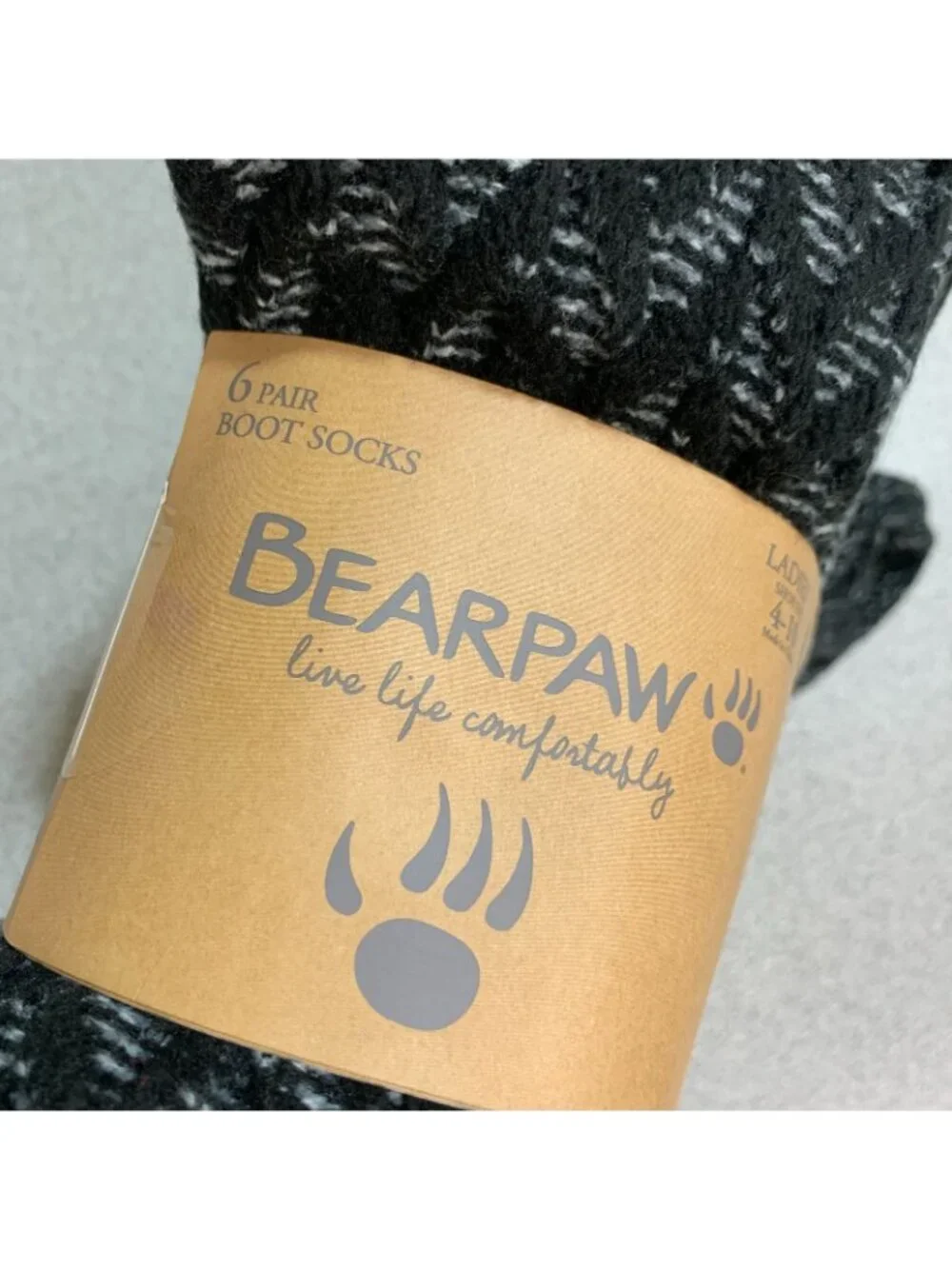 NWT Bearpaw Women's  Boot Socks 6-Pack Shoe Size 4-10 Black & Gray